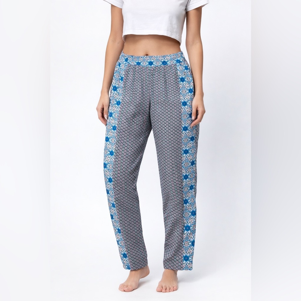 Free People Mid-Rise Boho Floral Straight Leg Pull on Pants Multicolor Size S